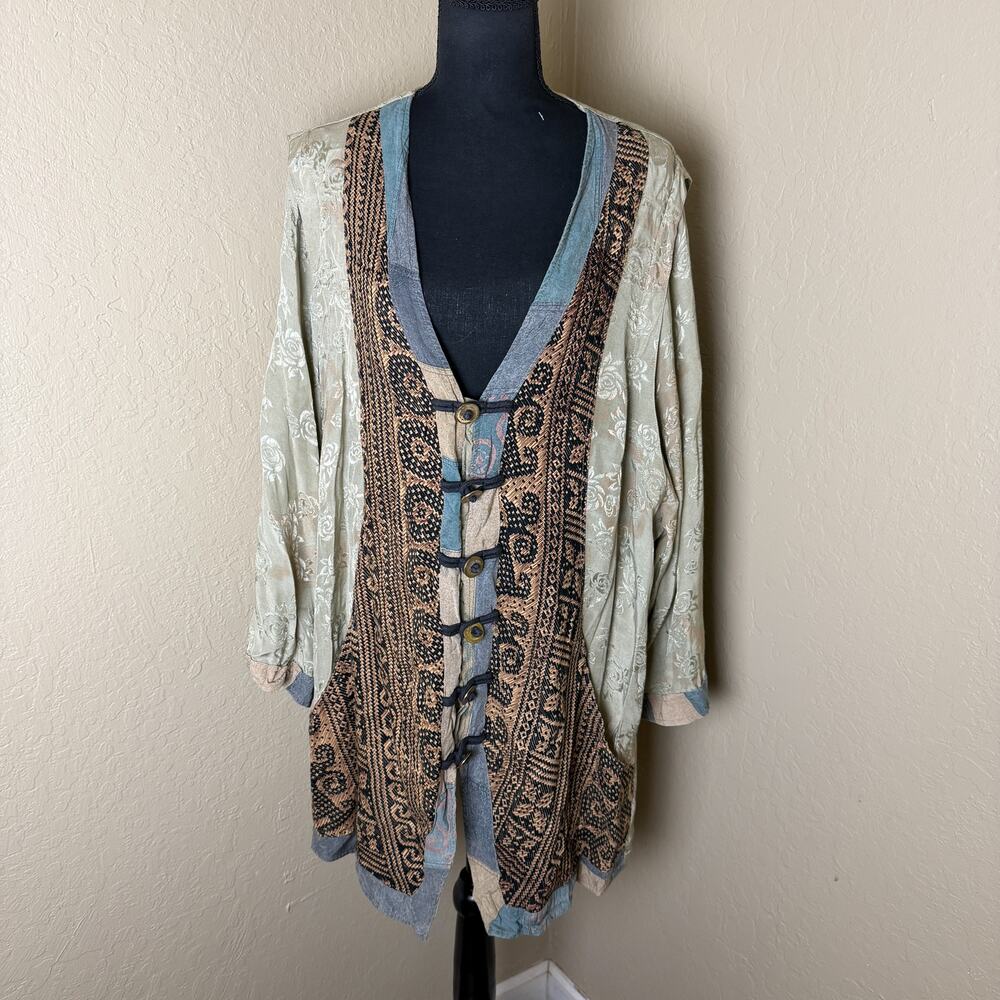 Kusnadi New York Women's Rayon Art to Wear Boho Jacket Floral Jacquard